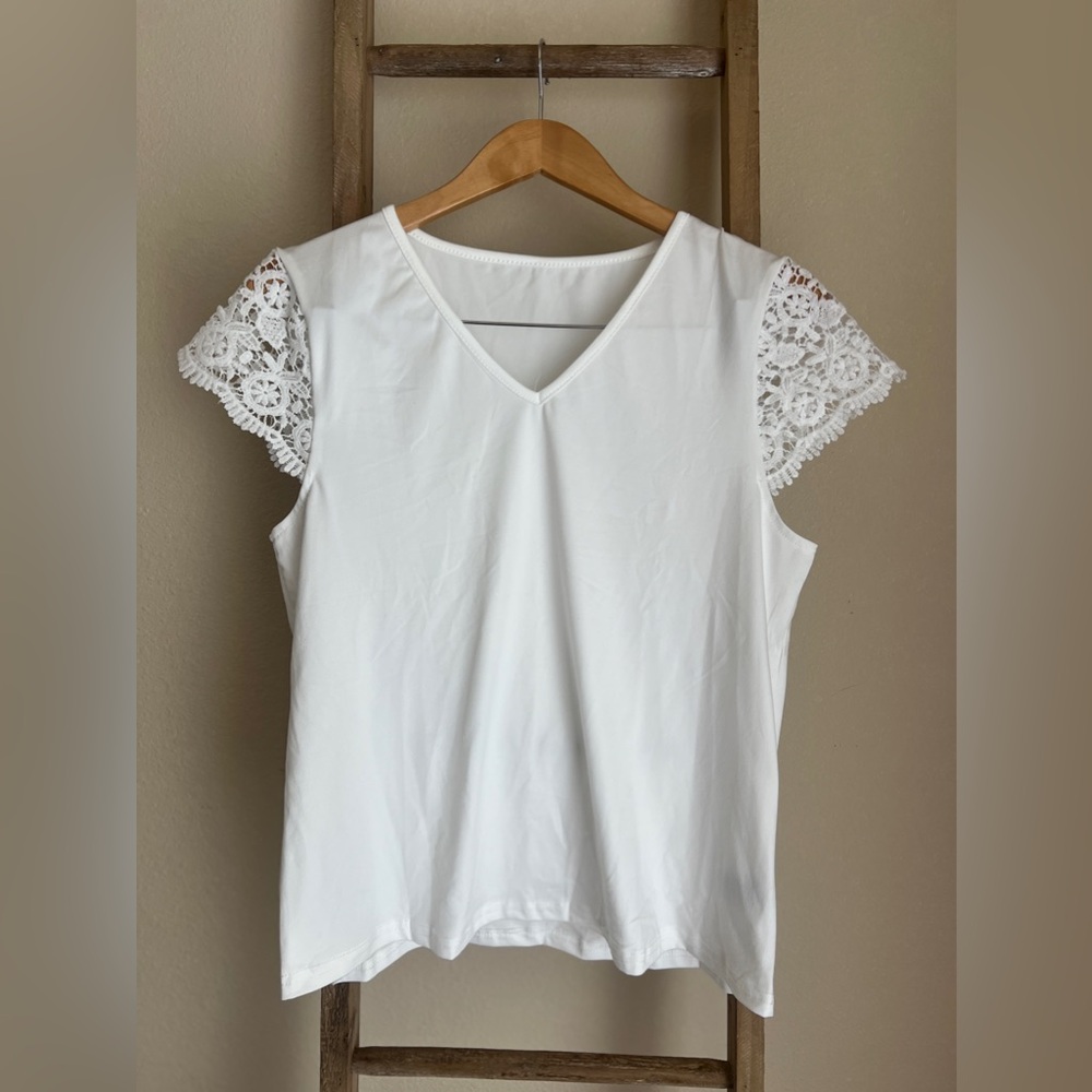 White shirt with lace detail